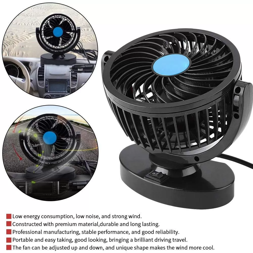 Generic 12V Car Cooling Fan 360 Rotation Sticky Base - image 1