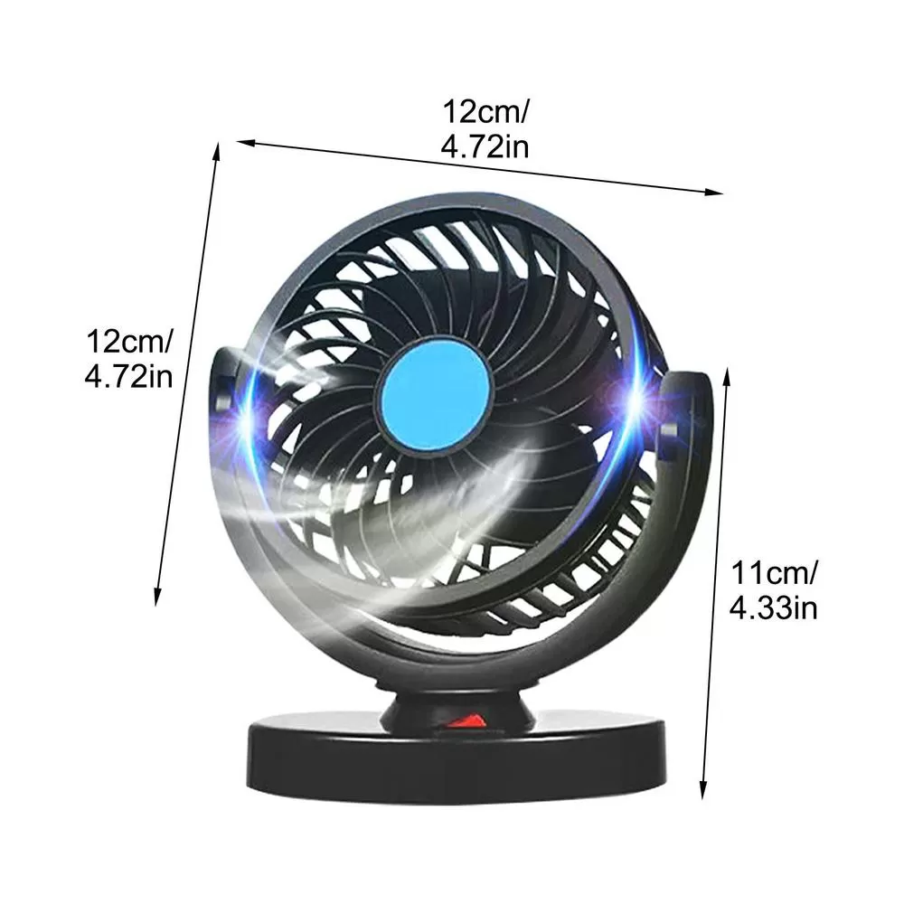 Generic 12V Car Cooling Fan 360 Rotation Sticky Base - image 2