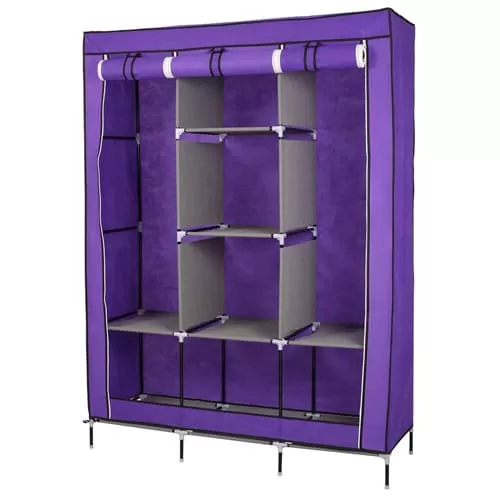 Generic 3 Door Storage Wardrobe Foldable Movable Fabric - image 4