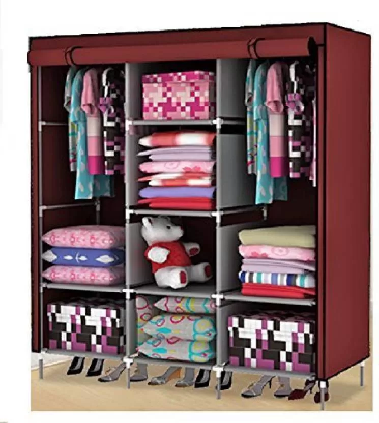 Generic 3 Door Storage Wardrobe Foldable Movable Fabric - image 5