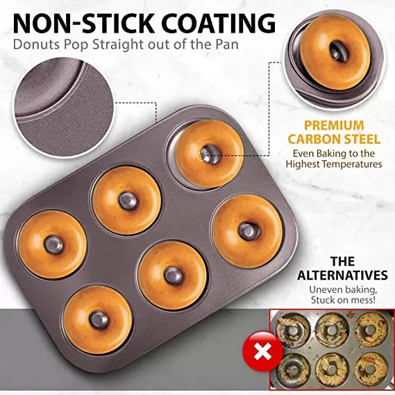 Elite Donut Pan 6-Cup Non-Stick Doughnut Maker