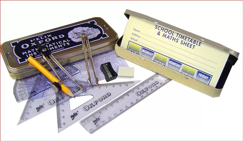 Oxford Maths Set Geometry Instruments Set in Tin