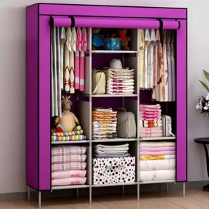 Generic 3 Door Storage Wardrobe Foldable Movable Fabric