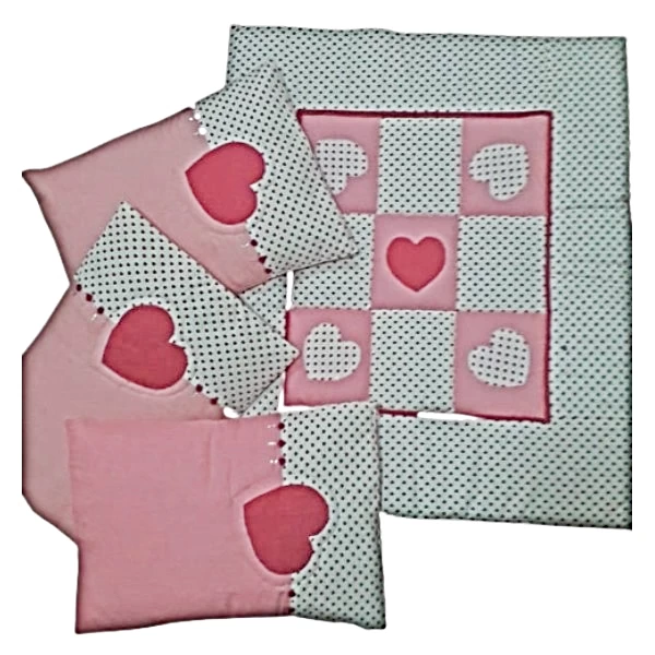 Sweet Sleep 4 in 1 Pink Heart Baby Bedding Set