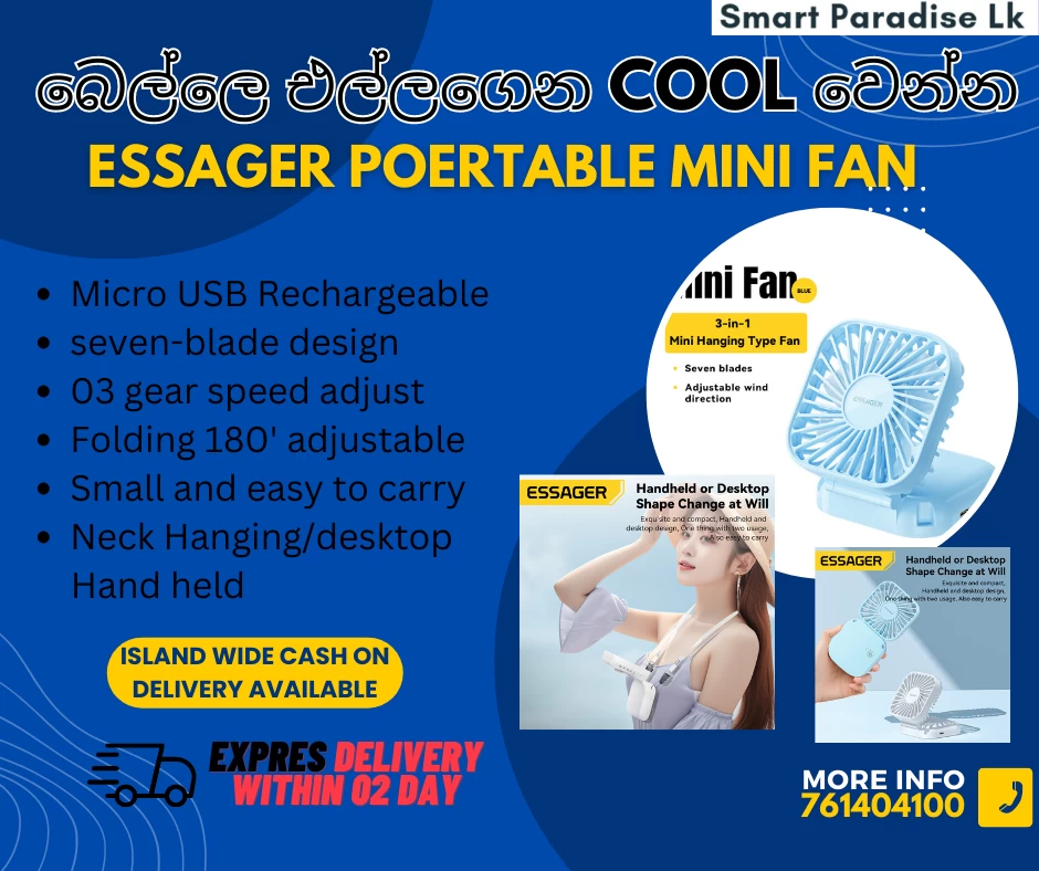 ESSAGER Rechargeable Handheld Mini Fan 8-Blade 3-Mode