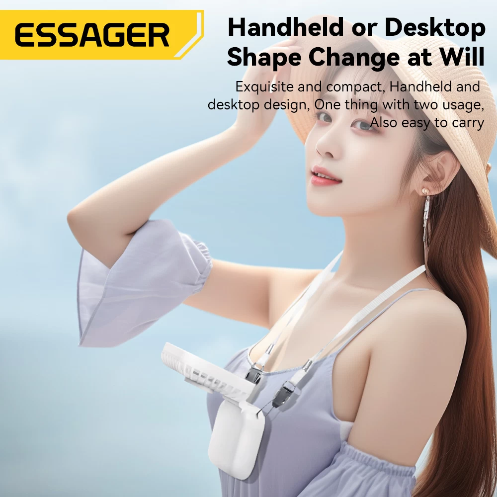 ESSAGER Rechargeable Handheld Mini Fan 8-Blade 3-Mode - image 2
