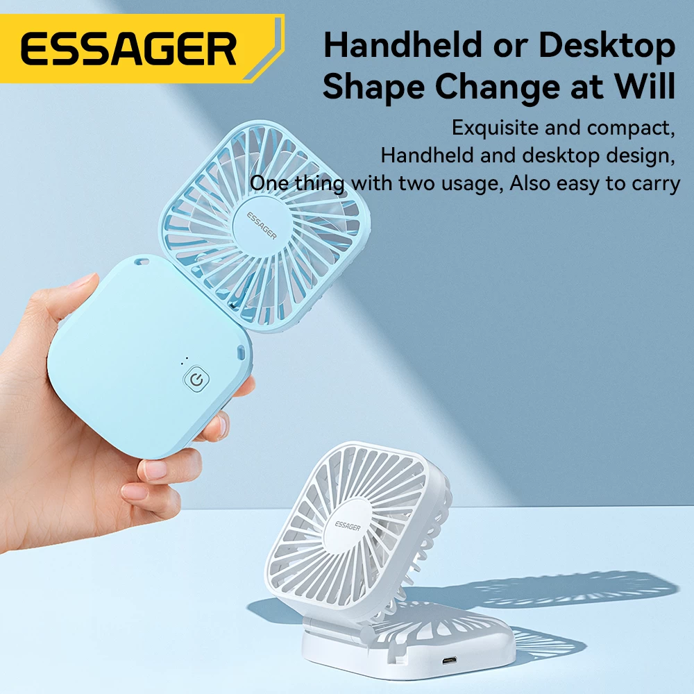ESSAGER Rechargeable Handheld Mini Fan 8-Blade 3-Mode - image 3