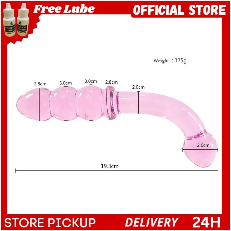 Glass Dildo Fake Penis Crystal Anal Beads - image 1