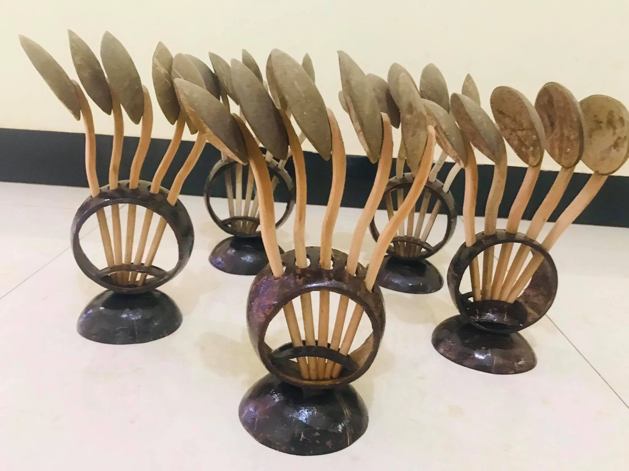 Handmade Coconut 5 Spoons with Stand - image 2