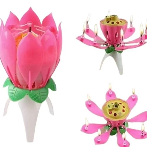 Generic Music Lotus Flower Birthday Candle - image 2