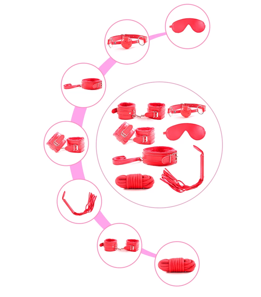 Generic Red 7pcs Bondage Set Kit