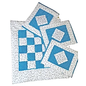 Sweet Sleep 4-in-1 Blue Checker Newborn Baby Bedding Set