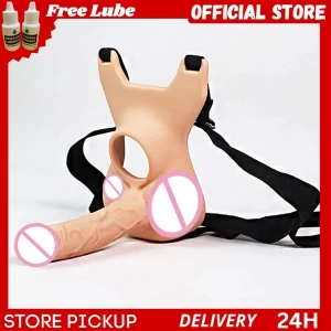 double penetration strap on with vibrator sex toy