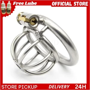 Male bdsm sex toy steel small Chastity cage