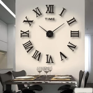 Modern 3D DIY Wall Clock - Large Acrylic Mirror Sticker