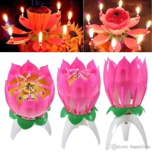 Generic Music Lotus Flower Birthday Candle
