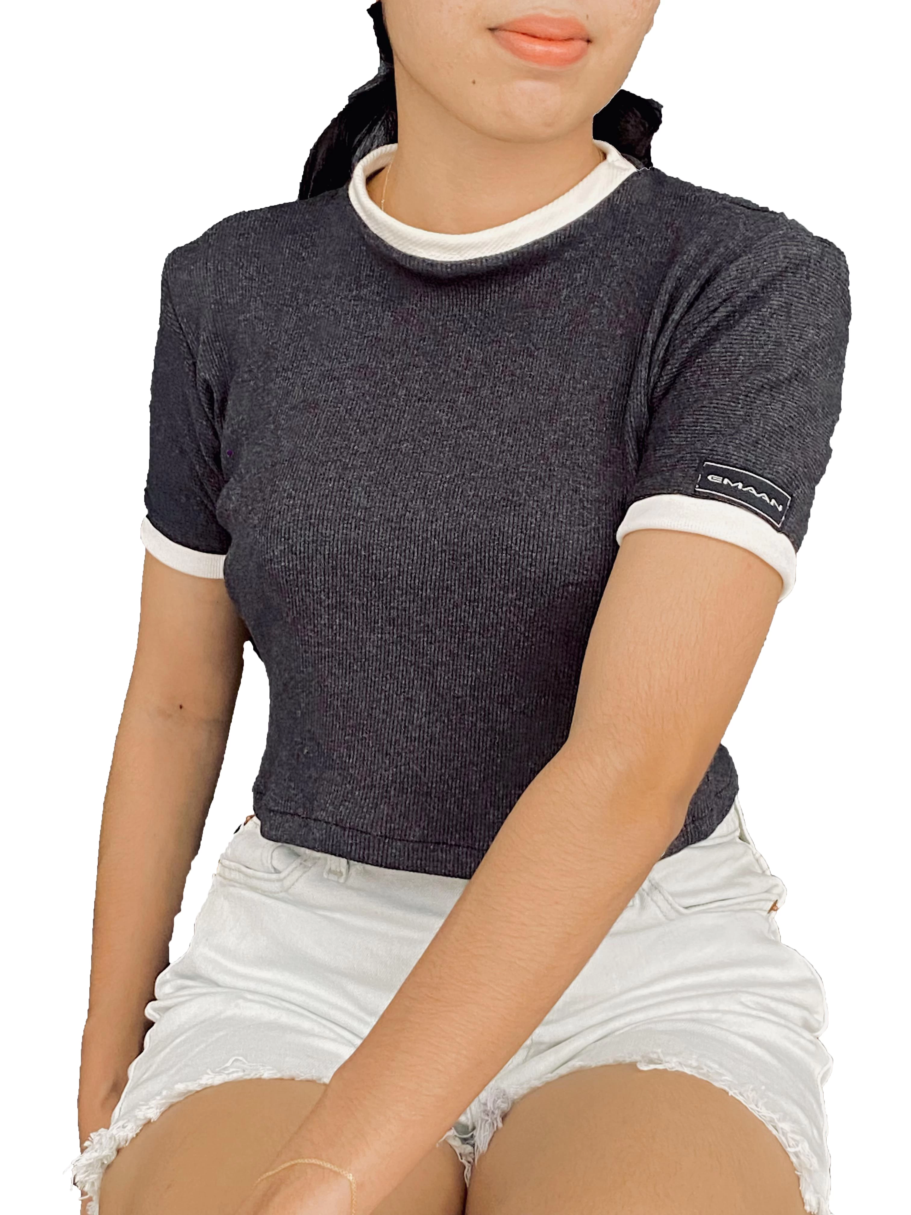 Generic Women's High Neck Mini T Shirt - image 3