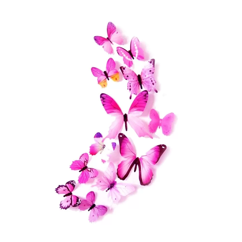 Generic 3D Butterfly Wall Stickers Pink