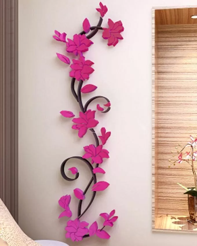 Generic 3D Flower Tree Wall Decoration Sticker - Pink - image 3