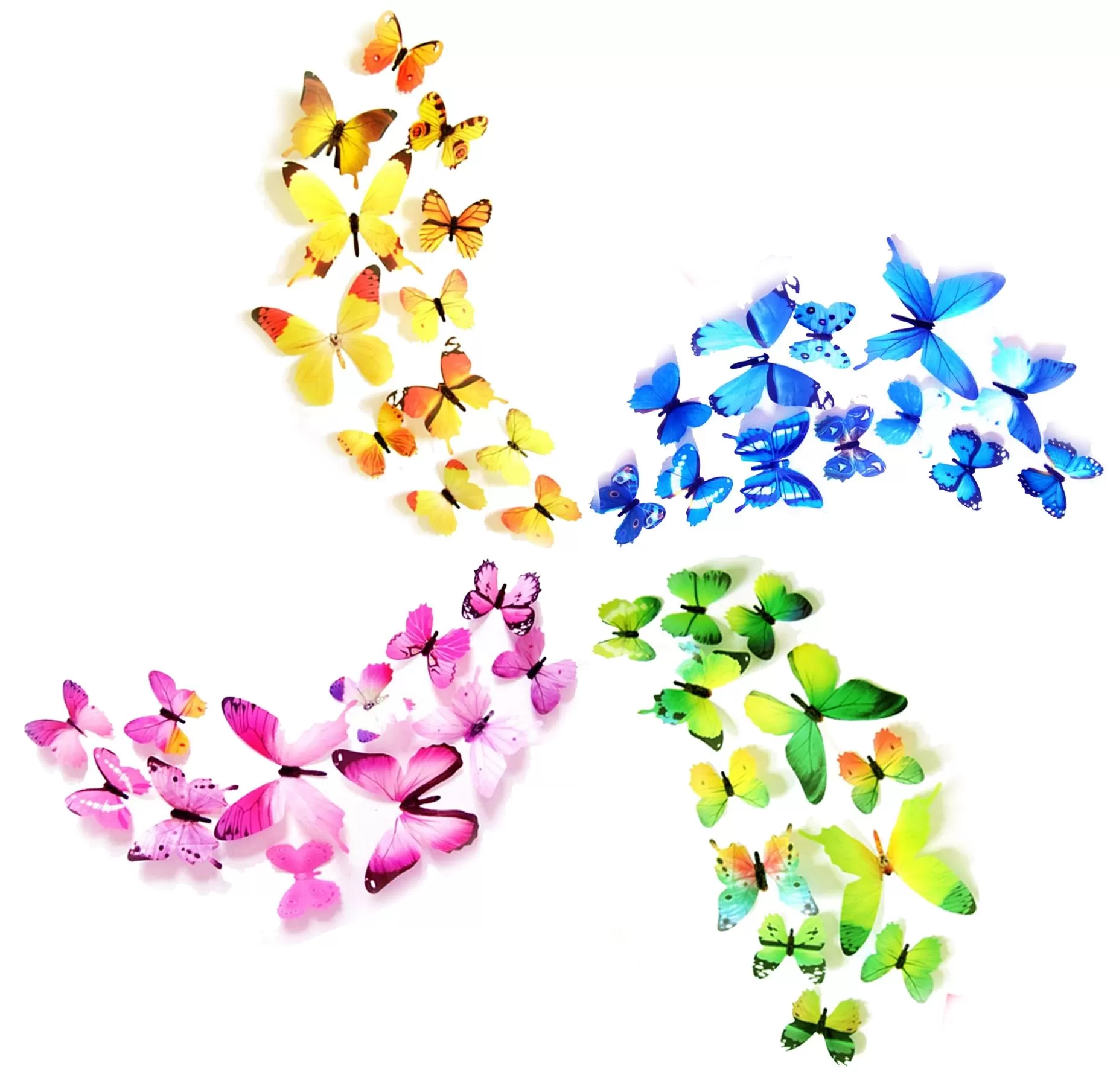 Generic 3D Butterfly Wall Decoration Stickers Multi Color