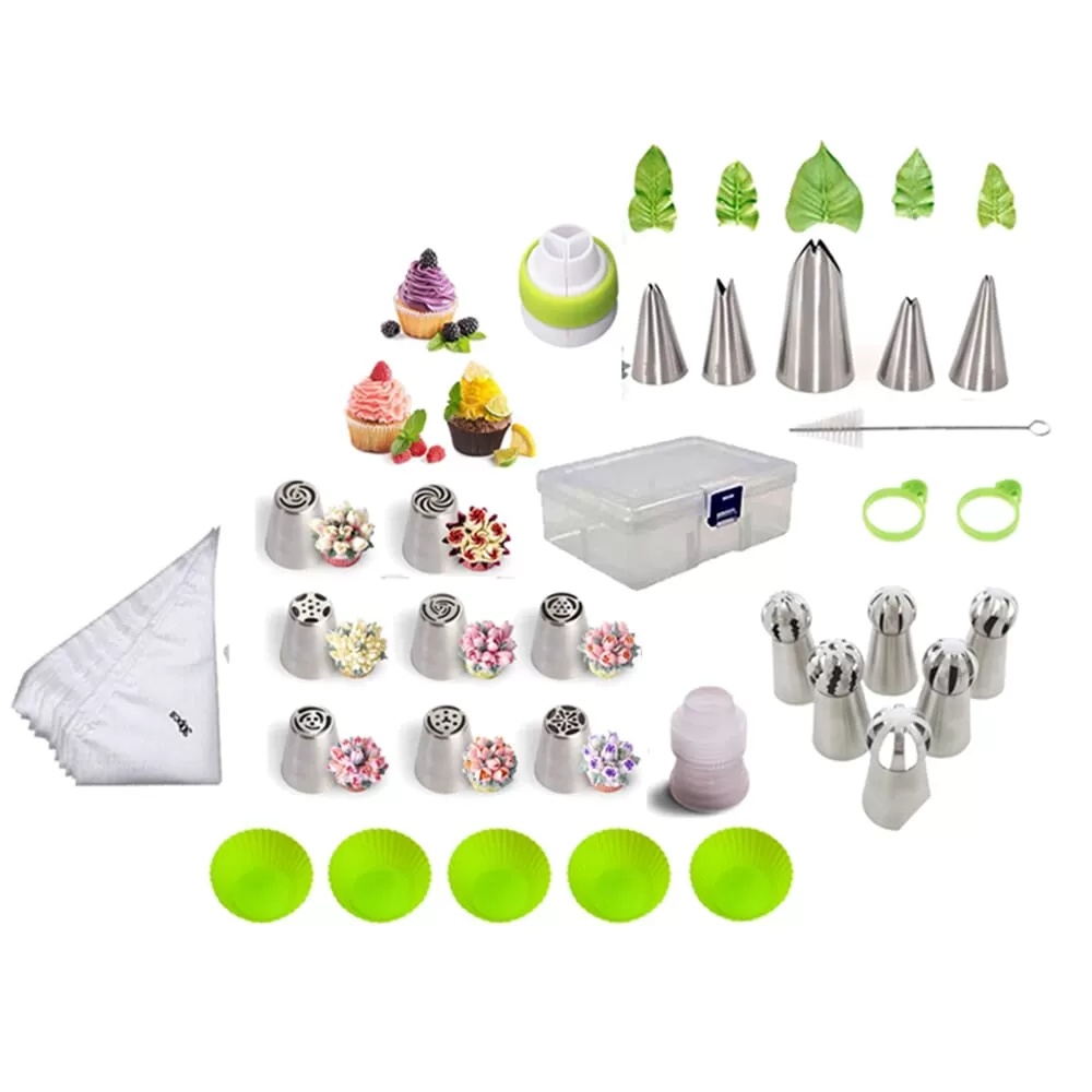 Generic Cup Cake Decorating Tool Kit with Russian Nozzles