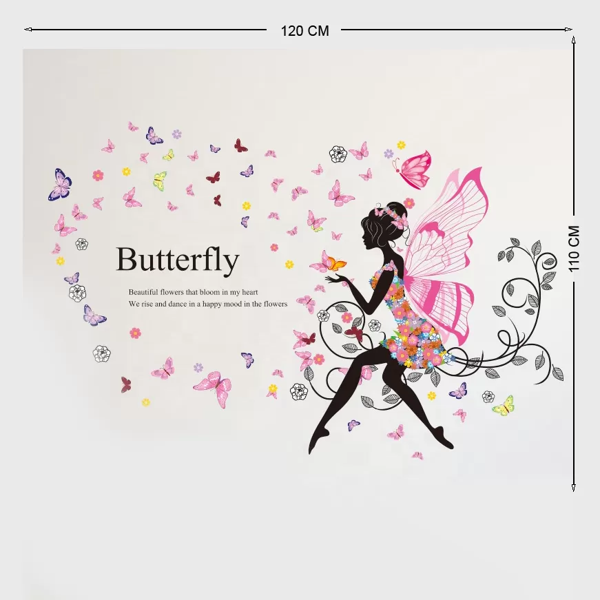 Generic Angel Fairy Butterfly Flowers Wall Sticker - image 2