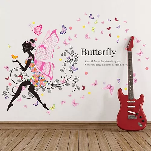 Generic Angel Fairy Butterfly Flowers Wall Sticker - image 4