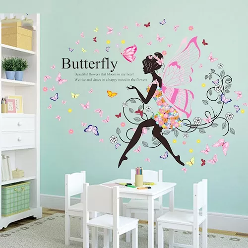 Generic Angel Fairy Butterfly Flowers Wall Sticker - image 5