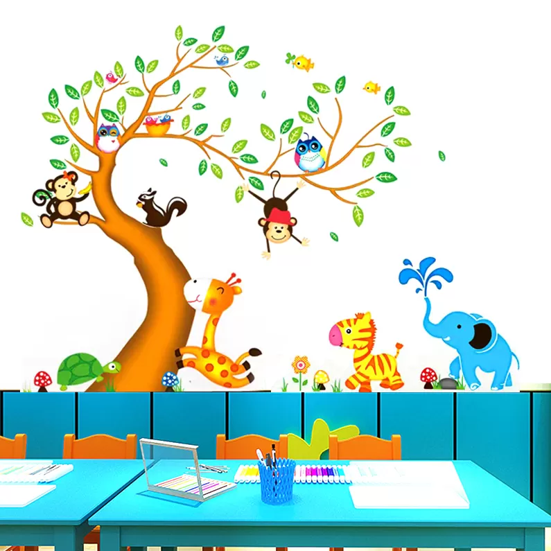 Animal Tree Cartoon Animals Wall Decal
