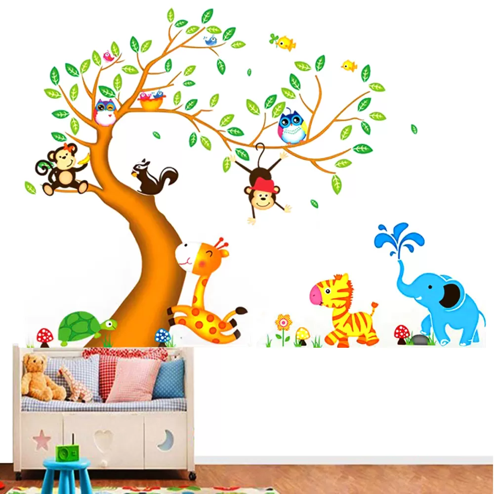 Animal Tree Cartoon Animals Wall Decal - image 3