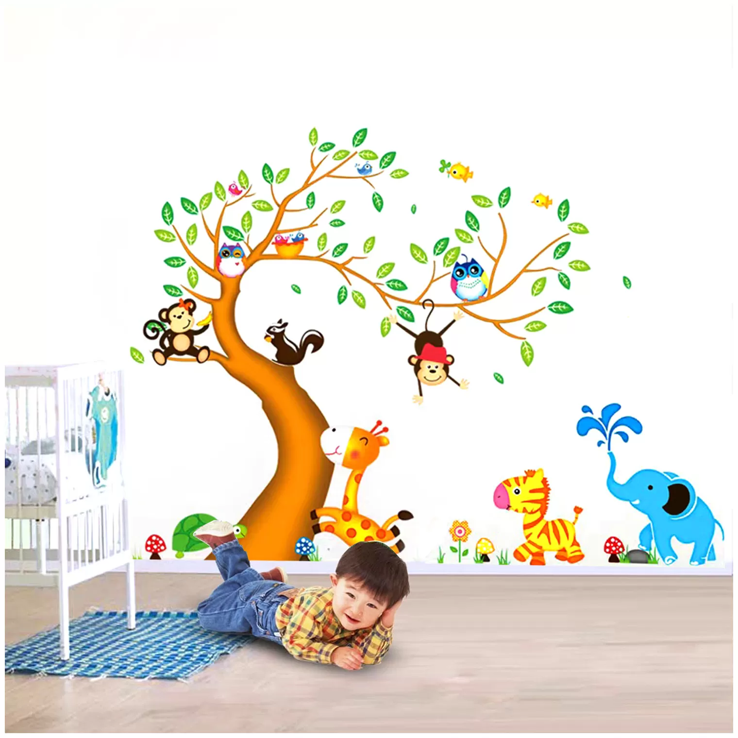 Animal Tree Cartoon Animals Wall Decal - image 4