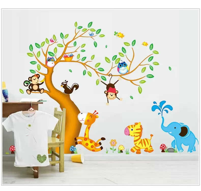 Animal Tree Cartoon Animals Wall Decal - image 5