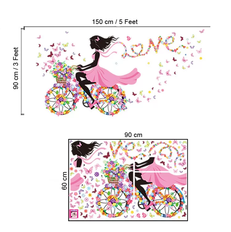 Generic Cycle Girl Bird Fairy Flowers Sticker Wall Decor - image 2