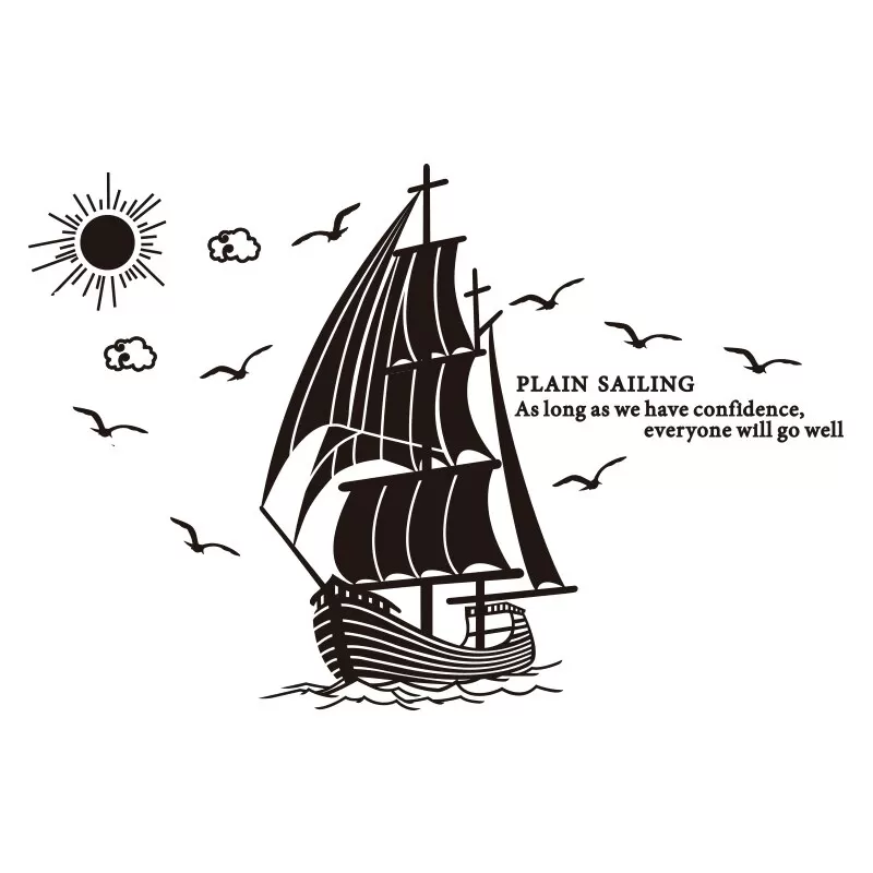 Acrylic Black Ship Mirror PVC Wall Sticker - image 2