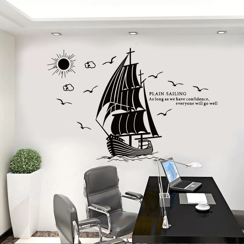 Acrylic Black Ship Mirror PVC Wall Sticker - image 3