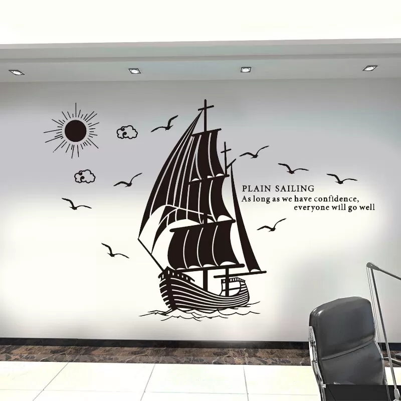 Acrylic Black Ship Mirror PVC Wall Sticker - image 4