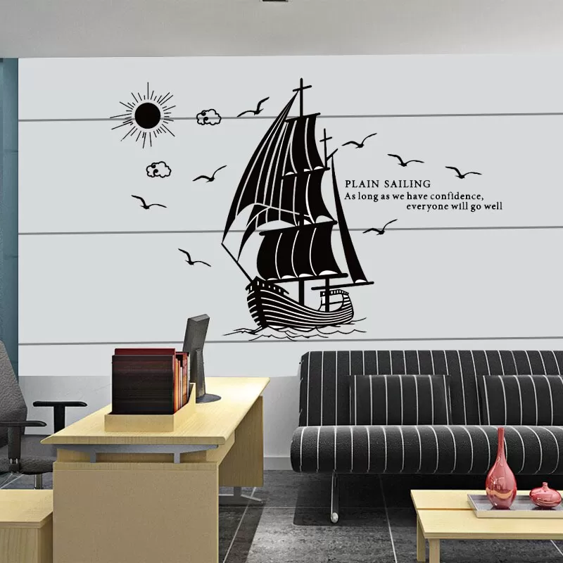 Acrylic Black Ship Mirror PVC Wall Sticker - image 5