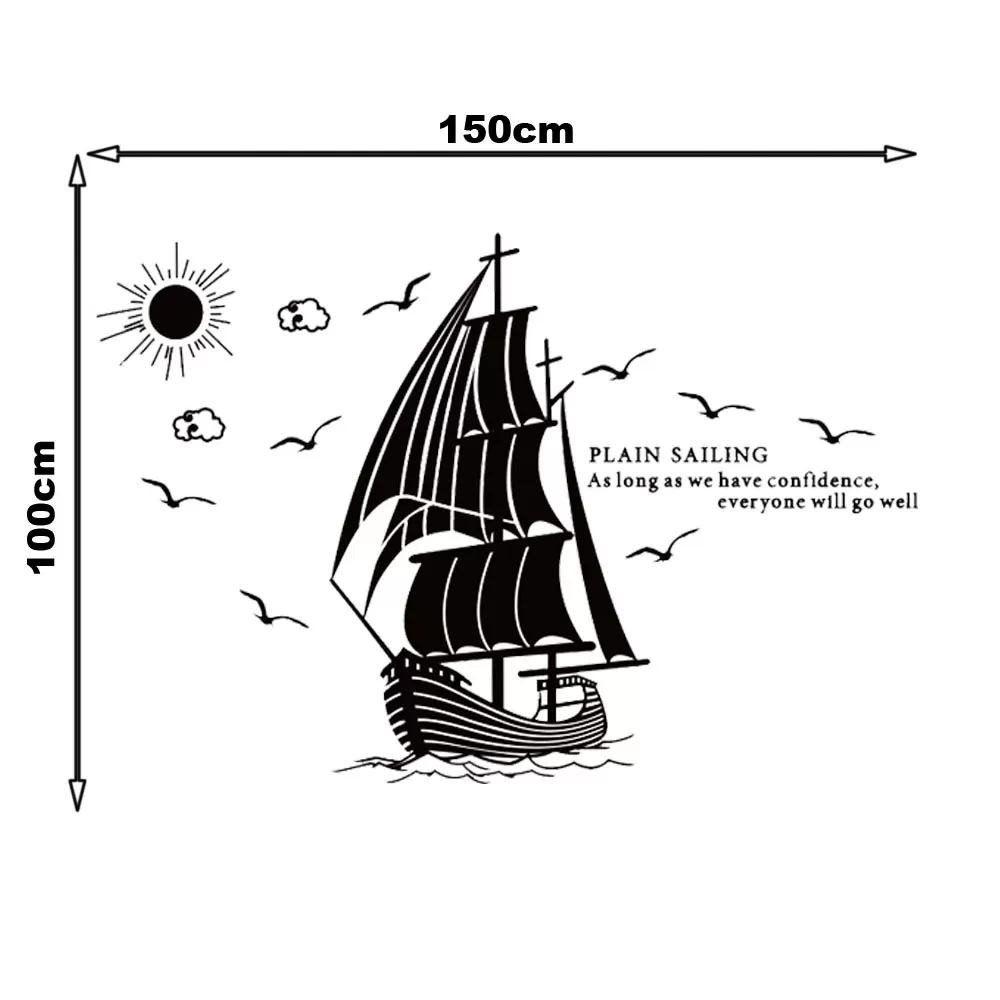 Acrylic Black Ship Mirror PVC Wall Sticker - image 6