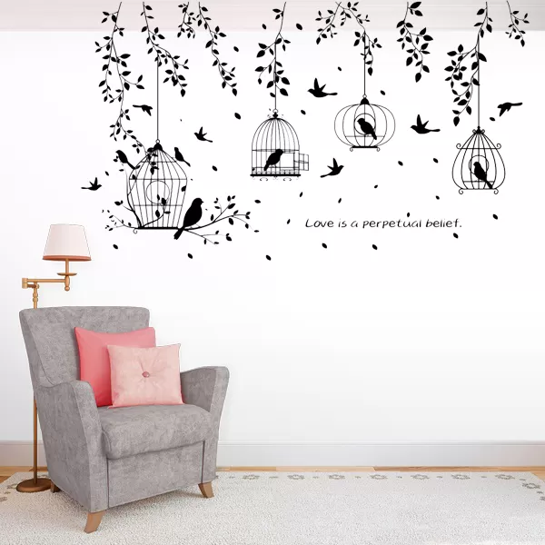 Generic Bird with Cage Sticker Black Butterfly Design - image 5