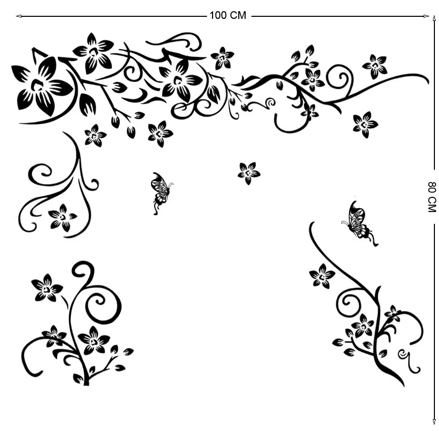 Generic Butterfly Flowers Sticker Room Decor - image 2