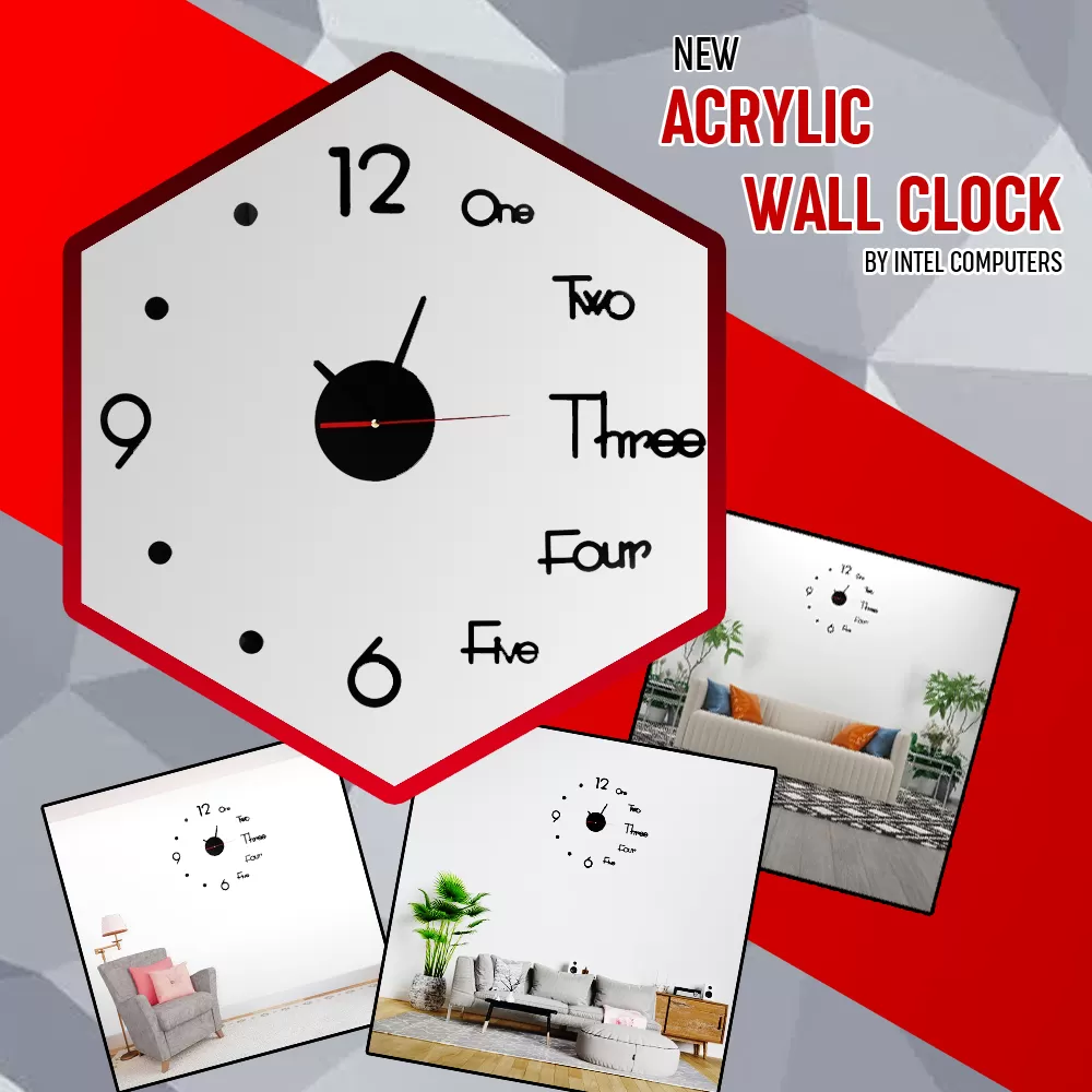Generic New 3D Acrylic Flower Mirror Wall Clock - image 1
