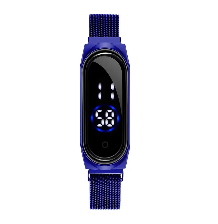 Generic Sports Watch Blue LED Digital Magnetic Band