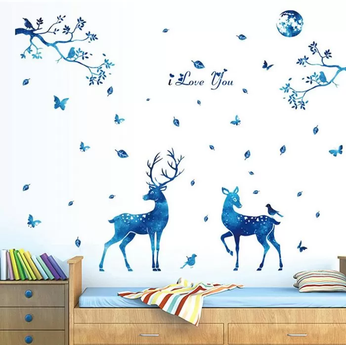 Generic Deer Butterfly Sticker Wall Decor