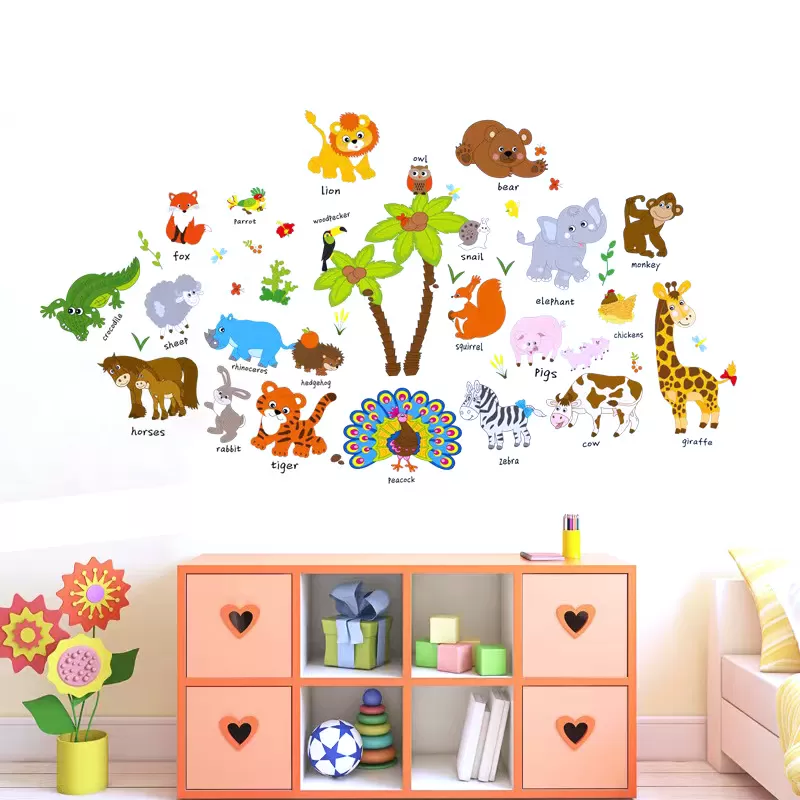Generic Tree Bridge Cartoon Animal Wall Decal