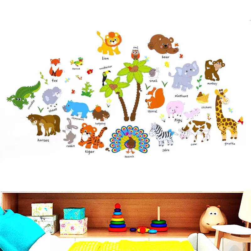 Generic Tree Bridge Cartoon Animal Wall Decal - image 3