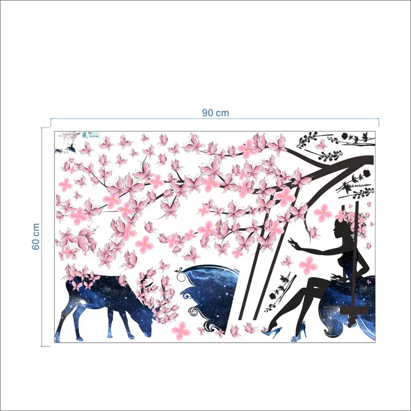 Generic Model 08 Colorful Flower Birdcage Wall Sticker - image 3