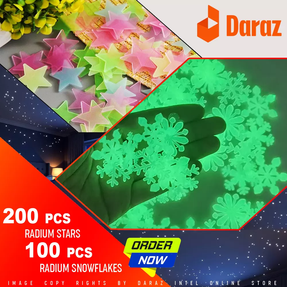 Generic Snowflakes Stars Glow in Dark Stickers Combo