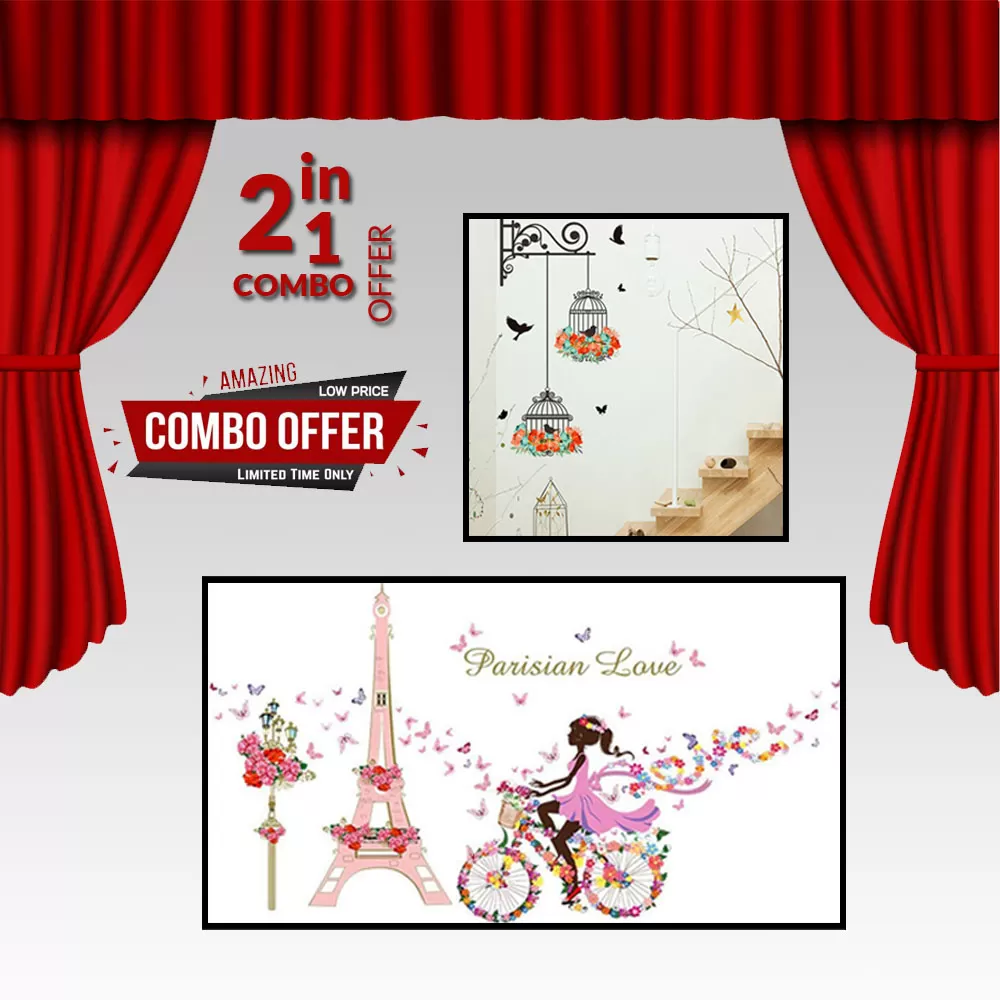 Generic Flower Birdcage Wall Sticker Decal
