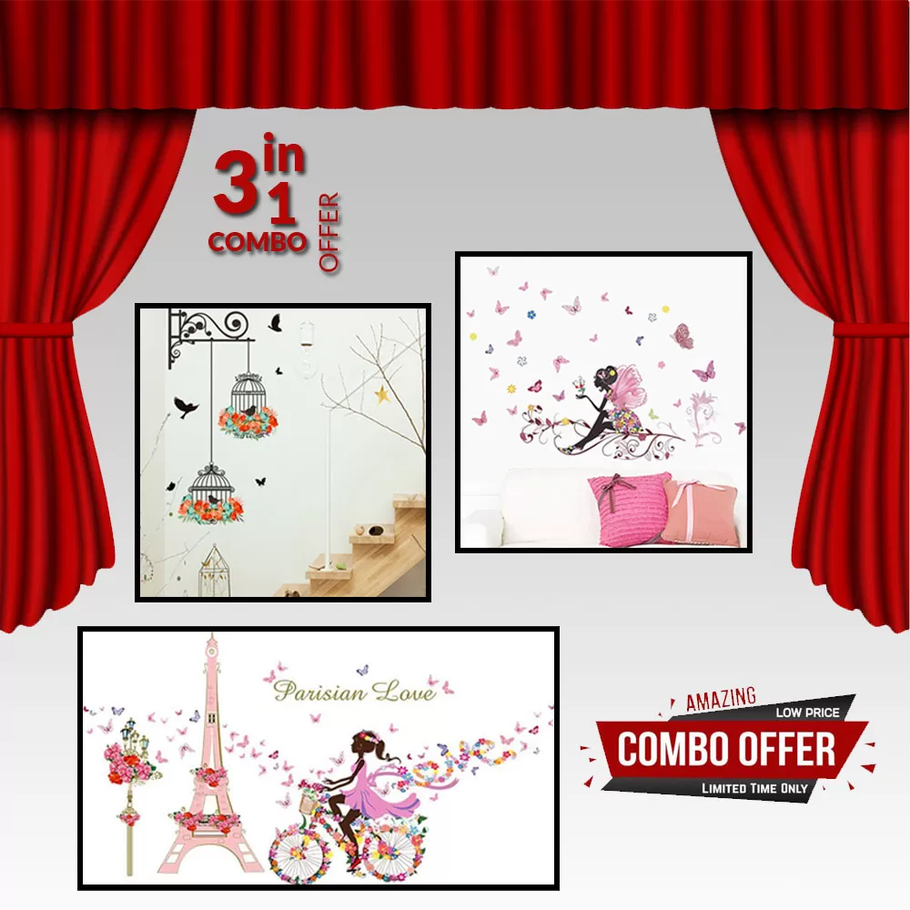 Generic Combo 13 Colorful Flower Birdcage Wall Sticker Decal - image 1