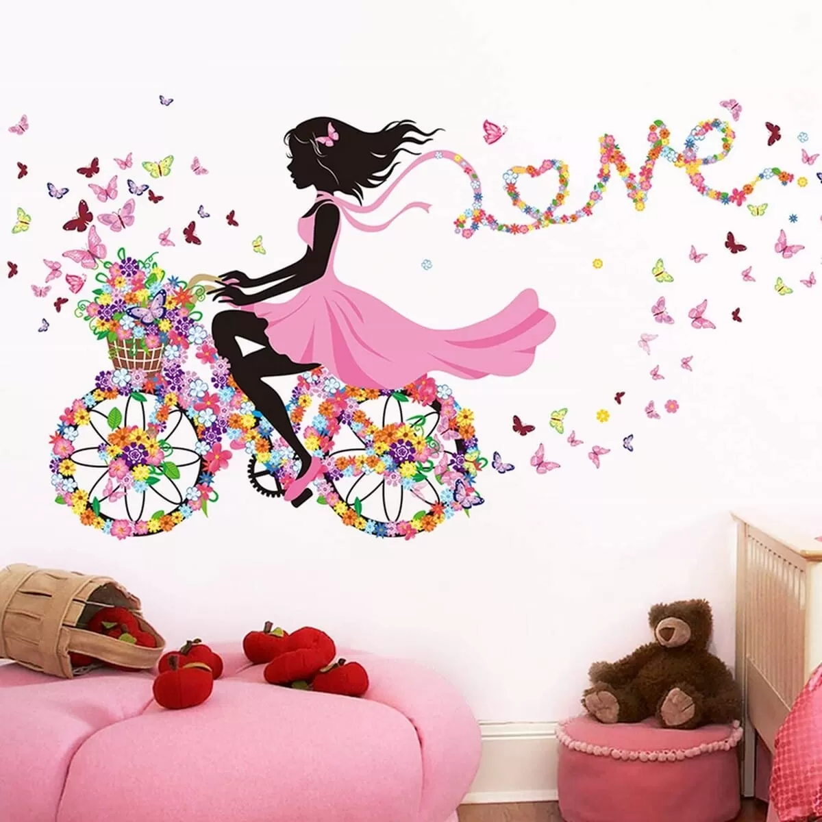 Generic Fairy Butterfly Flowers Wall Sticker